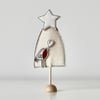 'Christmas Tree with a White Glittery Star, Robin and Heart'