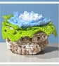 Handmade Crochet Flower Coasters Set of 6 with Basket - Image 1