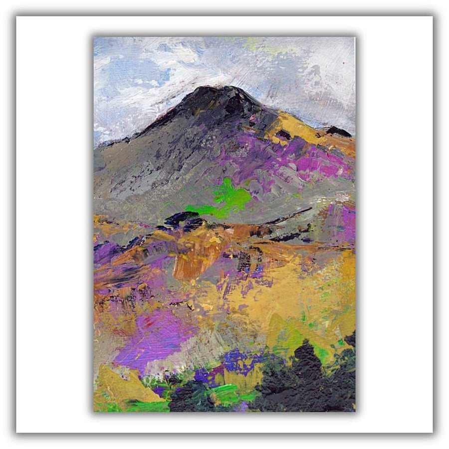 A small acrylic mountain painting - Scotland - landscape - letterbox gift