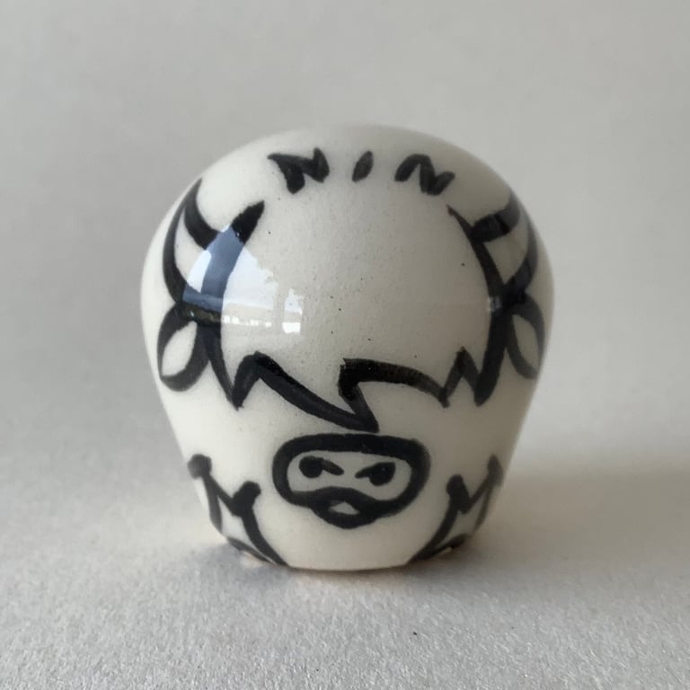 Small Wheel Thrown and Hand-Painted Ceramic Highland Cow