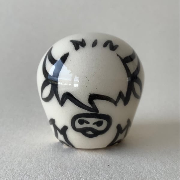 Small Wheel Thrown and Hand-Painted Ceramic Highland Cow
