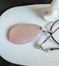 Handmade Pink Stone Teardrop Pendant Necklace - 44cm Cord - Image 2