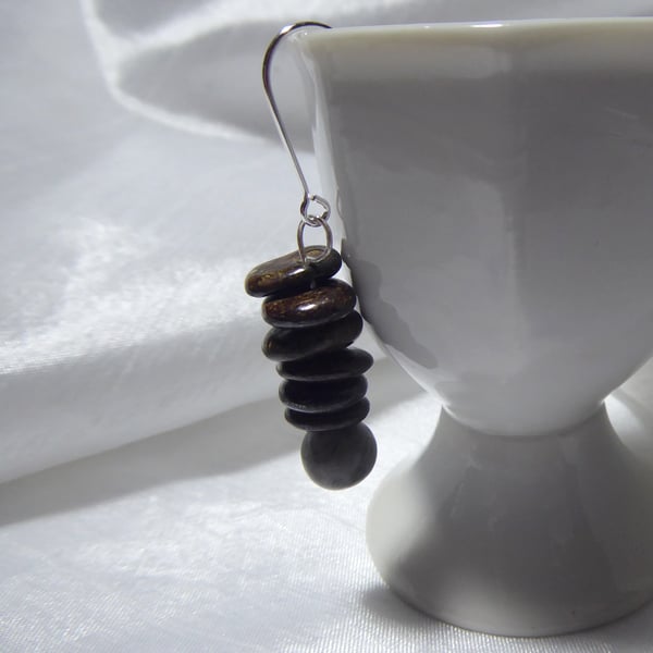 Single Sterling Silver with Bronzite & Ocean Jasper Gemstones Earring