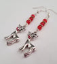 Rudolph earrings with red jade beads - Image 1