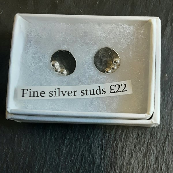 SMALL FINE SILVER STUDS WITH BOBBLES - 9MM