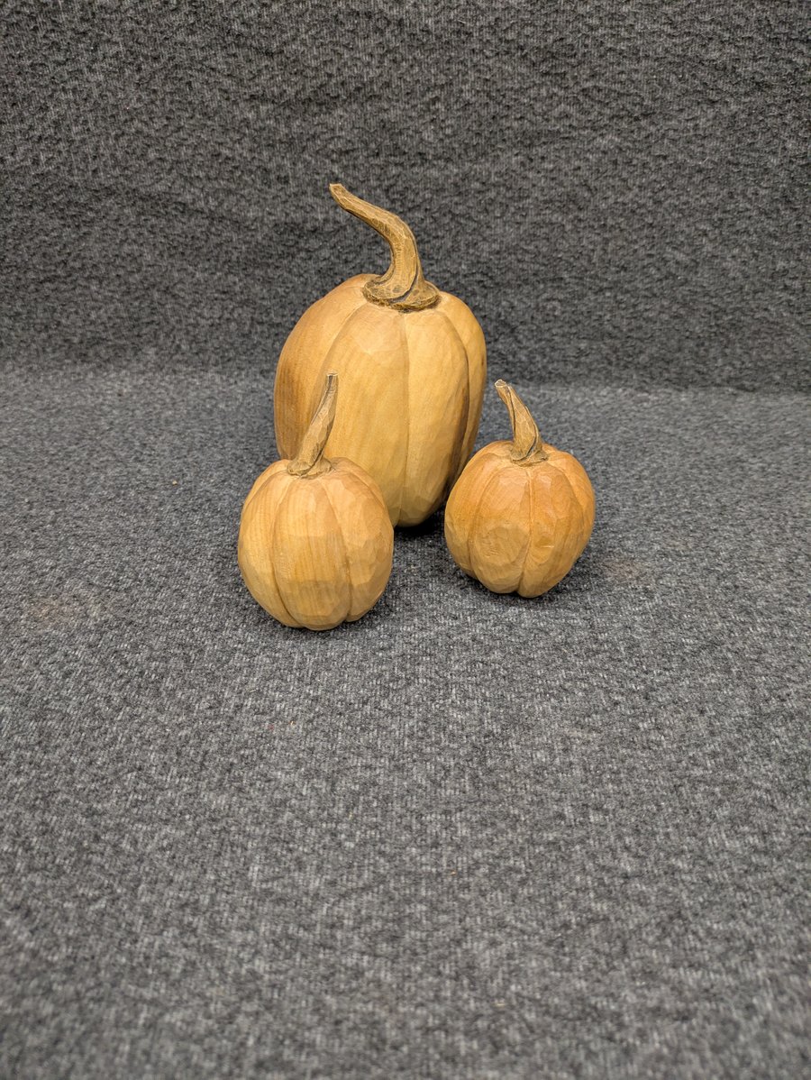Wooden hand carved pumpkin 
