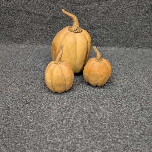 Wooden hand carved pumpkin 
