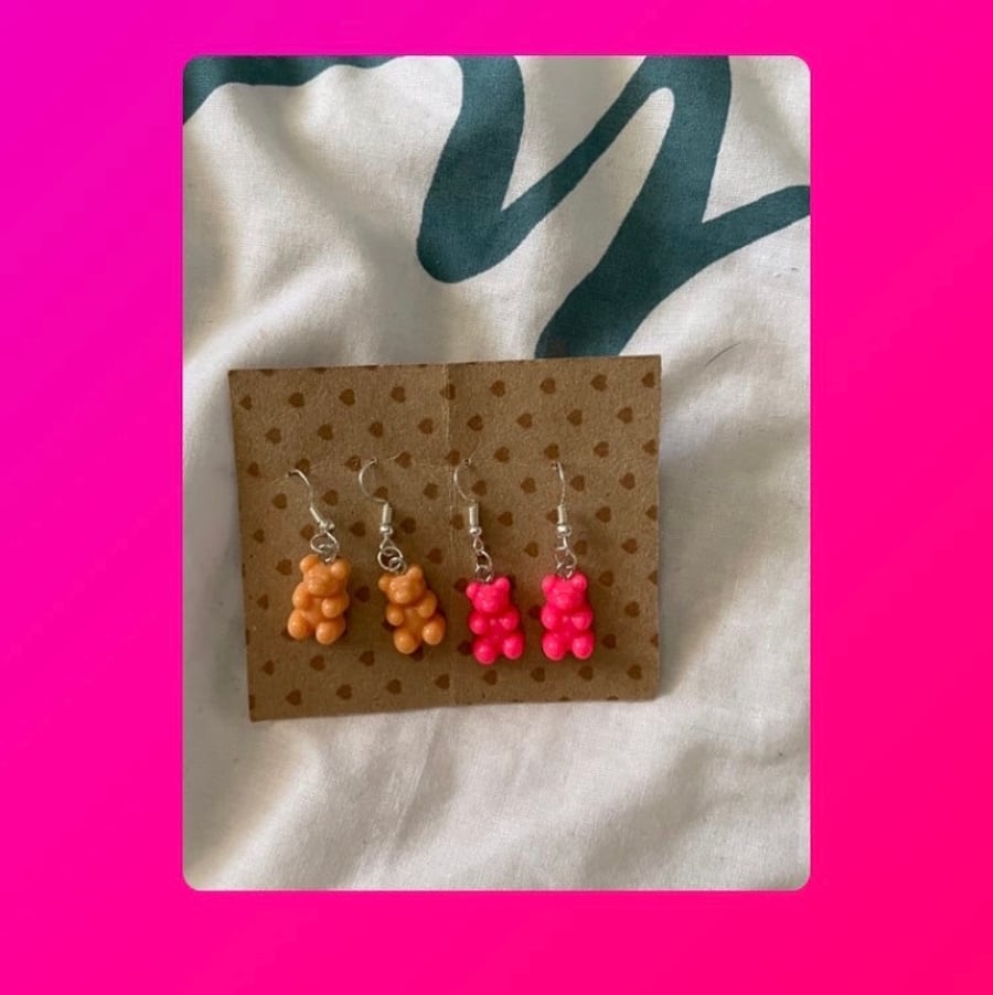 CLEARANCE 2 pairs of gummy bear earrings 