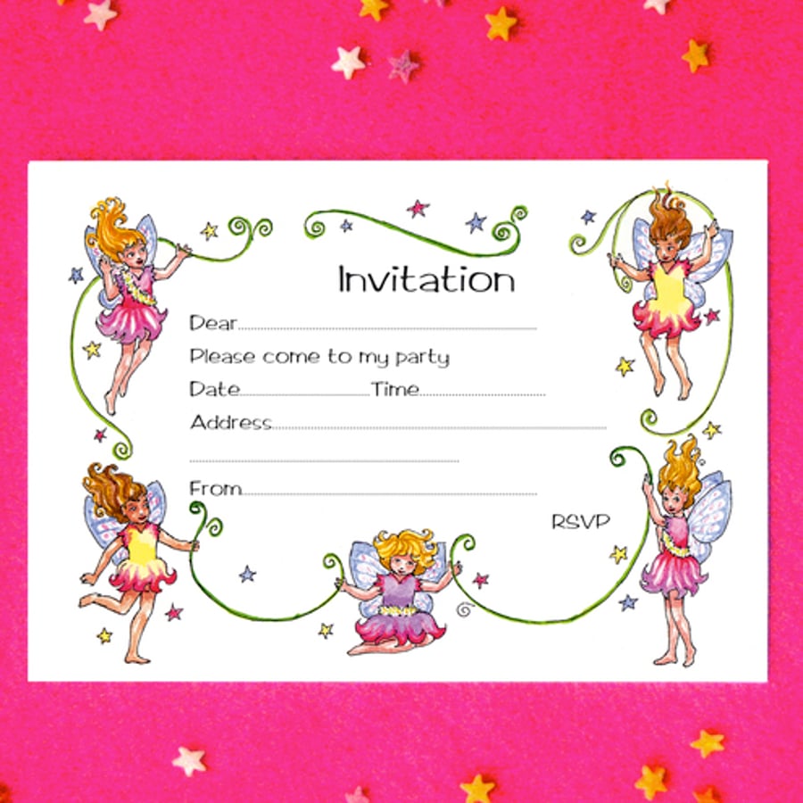 Fairy Party Invitations Pack of 6
