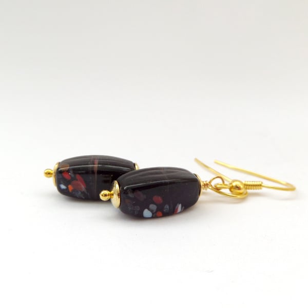 Italian Glass Black Arty Earrings