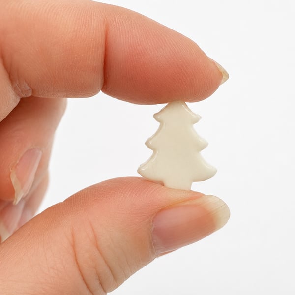 Pack of 6 white trees made with Bullseye 90coe glass