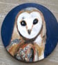 Barn Owl handpainted wooden coaster