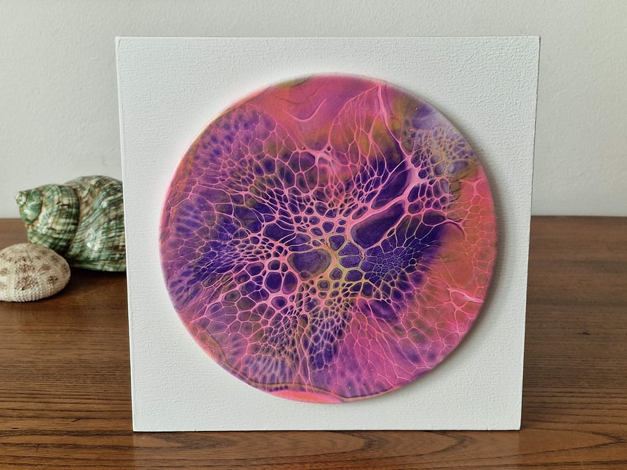 8" x 8" acrylic pour painting wall plaque