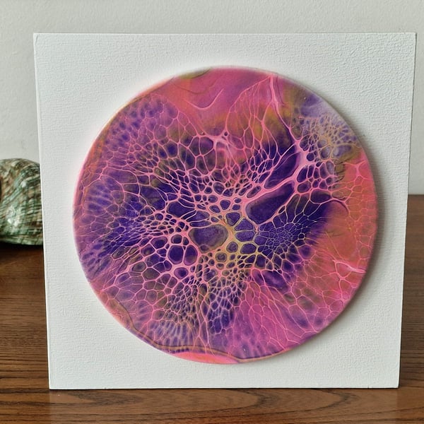 8" x 8" acrylic pour painting wall plaque