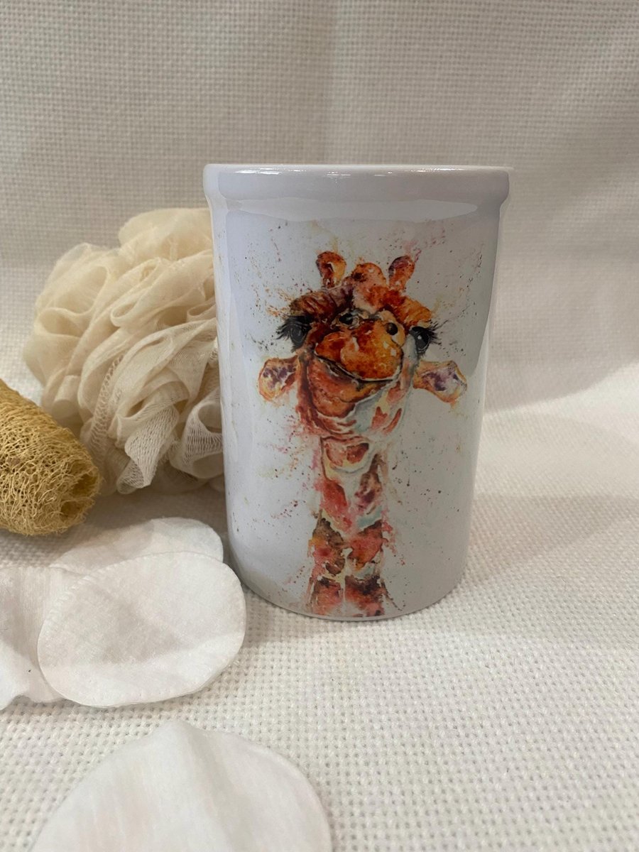 Ceramic Giraffe Vase, Toothbrush Holder, Pen Caddy. By Watercolour Artist Sandi 
