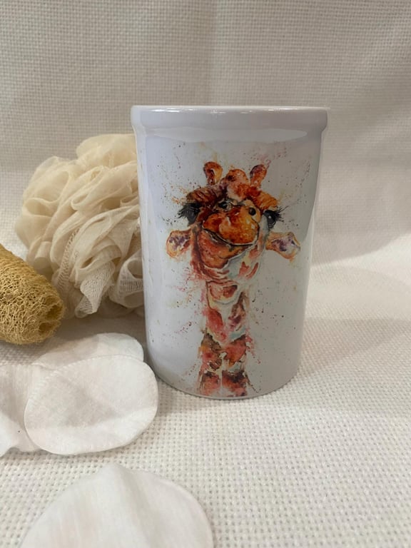 Ceramic Giraffe Vase, Toothbrush Holder, Pen Caddy. By Watercolour Artist Sandi 