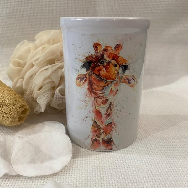 Ceramic Giraffe Vase, Toothbrush Holder, Pen Caddy. By Watercolour Artist Sandi 