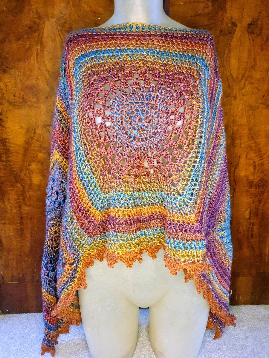 Handmade Crochet Poncho autumnal fall 