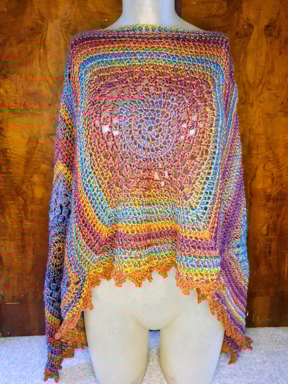 Handmade Crochet Poncho autumnal fall 