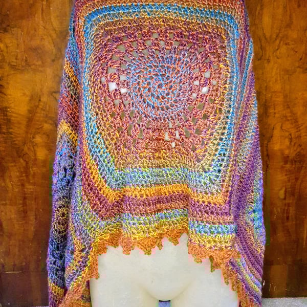 Handmade Crochet Poncho autumnal fall 