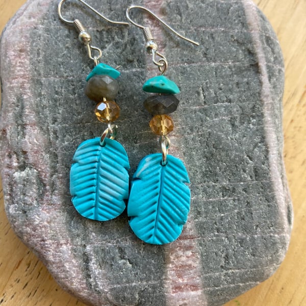 Turquoise Fimo earrings