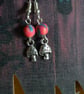 Toadstool earrings with pink clay beads - Image 3