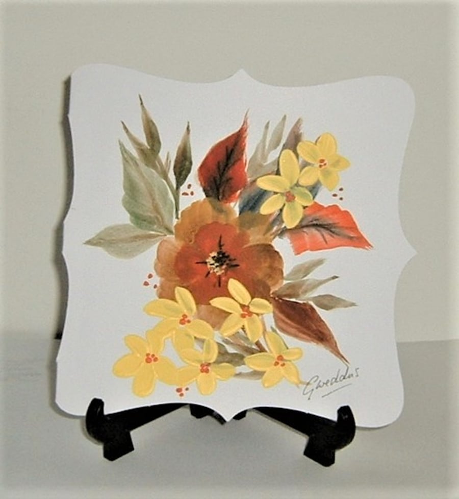 original hand painted autumn greetings card ( ref f 723)