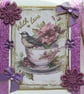 Garden Bird - Hand Crafted Decoupage Greeting Card - With Love (3317)