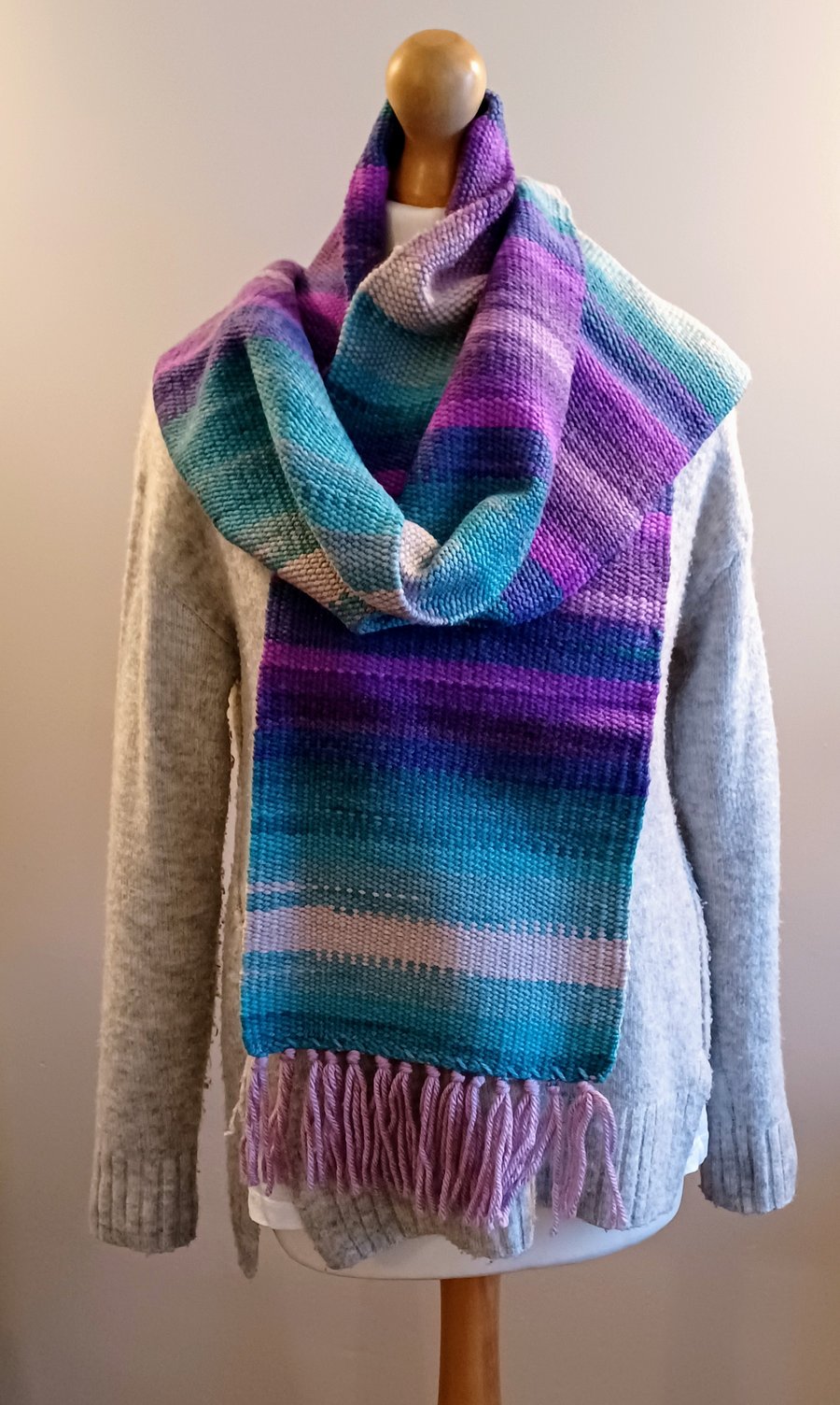 Multi colour scarf in purples and blues