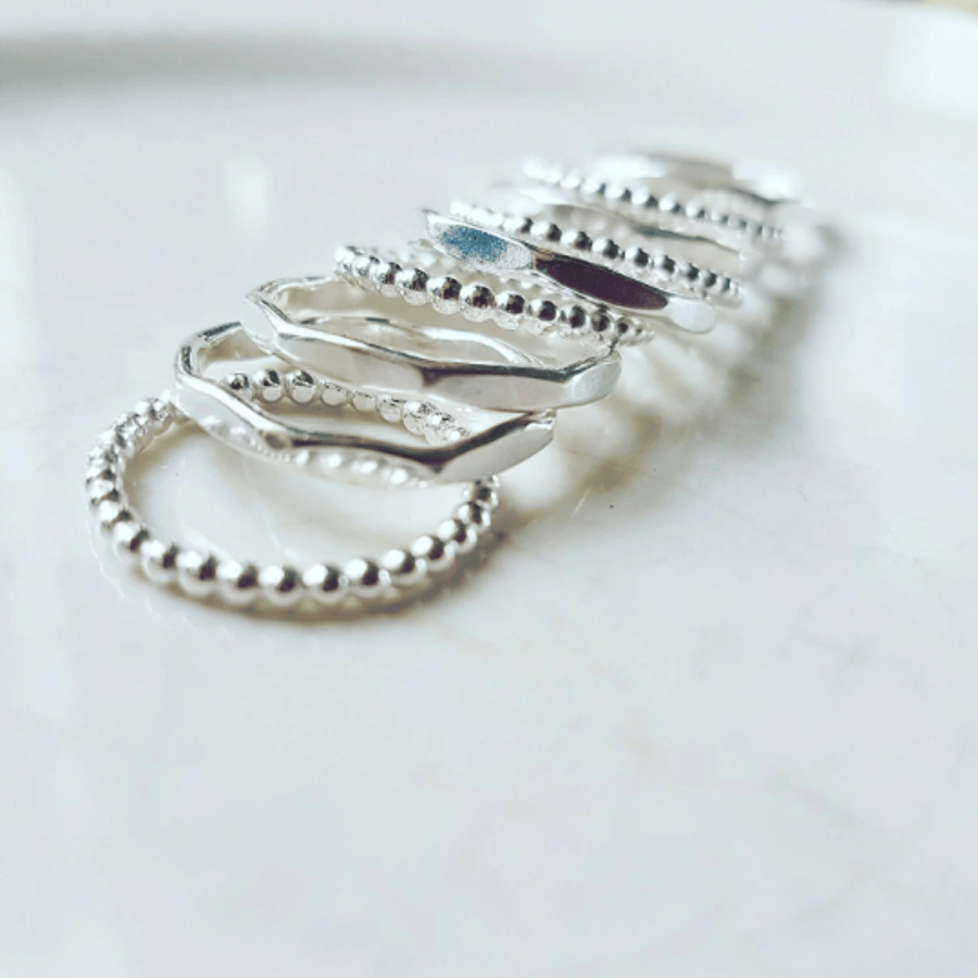 Multi-sided Sterling Silver Stacking Rings 