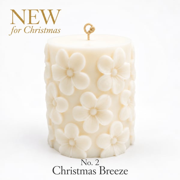 Floral Sculptural Candle - Sandalwood Vanilla Blossom Pillar Candle