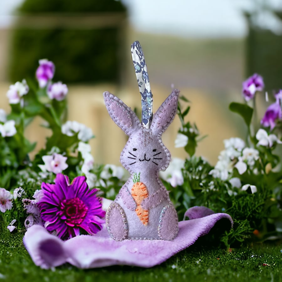 Gender Neutral Baby Gift Handsewn Rabbit Decor 