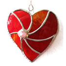  Red Swirl Heart Stained Glass Suncatcher Ruby Wedding 