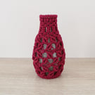 Macrame covered vase, small bud vase