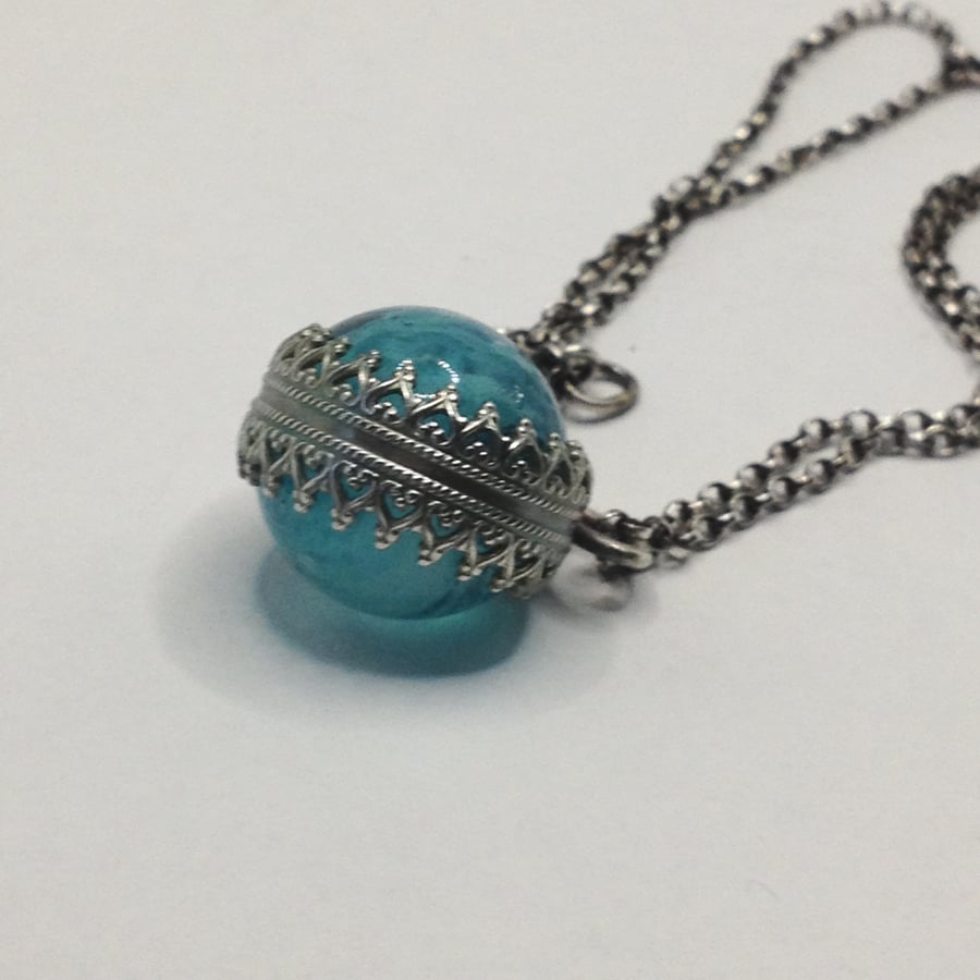 Old aqua marble in silver