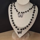 Gothic Skull Butterfly  Twin Necklace Black & Silver Handmade With Love