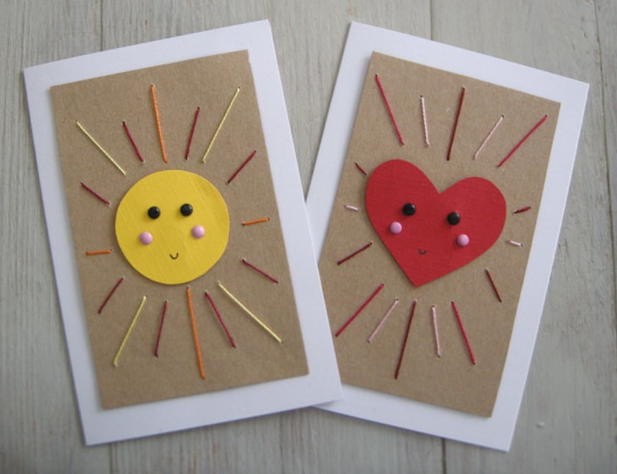 Make a happy heart and sunshine card - Mini craft kit - Sew your own 