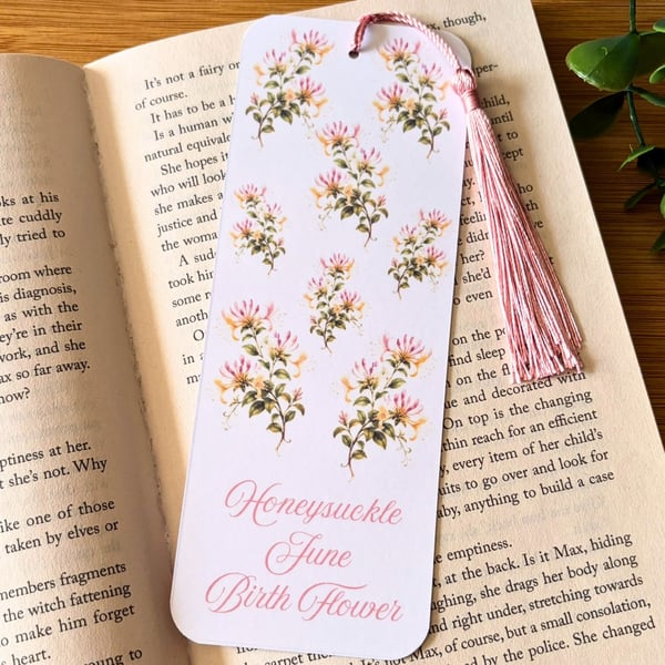 Honeysuckle Bookmark, June Birth Flower Bookmark, Botanical Gift for Book Lovers