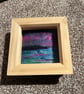 Pink Sunset over cliffs and sea needle felt pine box frame 