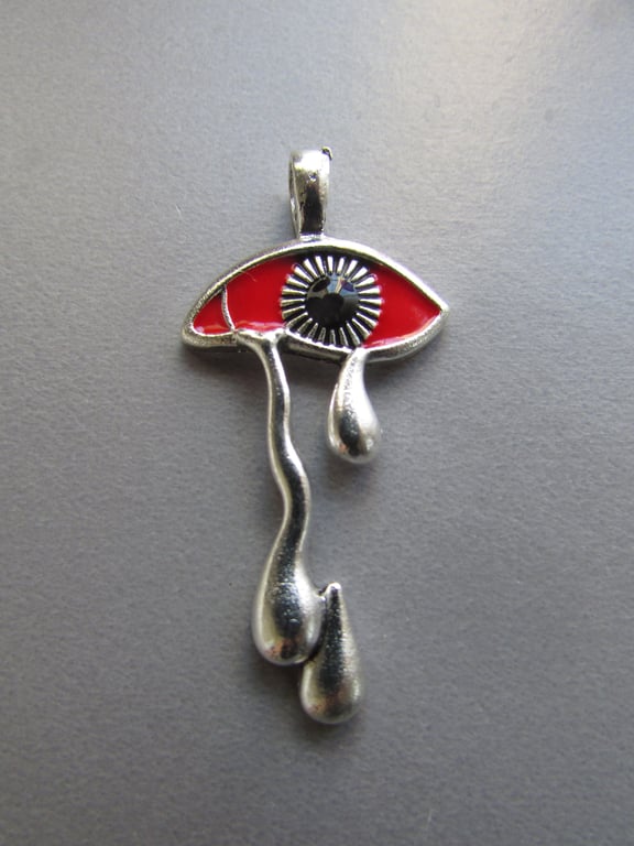 Silver and Red Bleeding Eye Tibetan Jewellery Charm