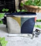 Oilcloth Make-up Bag. Geometric Print Cosmetics or Toiletries Pouch - Navy - Image 2