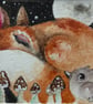 Mounted Whimsical Hare Rabbit with Bird Robin in Moonlight Watercolour Edition  - Image 3