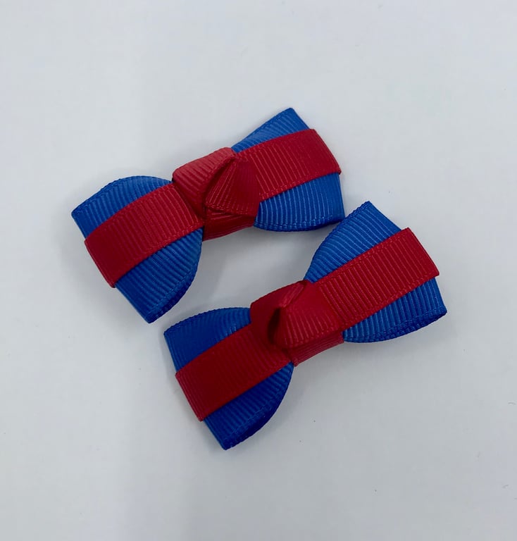Itty Bitty Royal Blue and Red on Clips (pair)