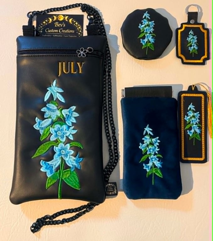 July Birth Flower Gift Set - Embroidered Bundle