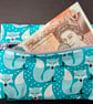 Small funky zipped pouch with charming foxes on light turquoise - Image 6