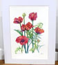 Red Poppy Original Flower Watercolour Painting Contemporary Botanical Art - Image 2