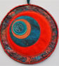 MM2336 - Moon Mandala Wallhanging - 19cm (7.5") diameter - orange - jade green  - Image 1