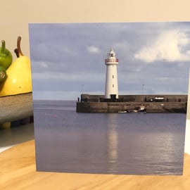 Greetings Card. Donaghadee Lighthouse Reflection. Blank for your own message. Al