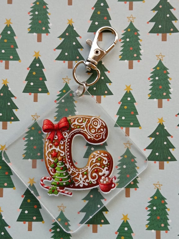 Clear acrylic Christmas keyring 