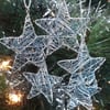 Set of Five Mini Scribble Star Christmas Decorations - Silver & Blue